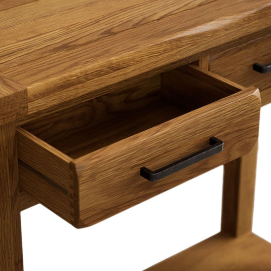 Brantham Rustic Solid Oak 2 Drawer Console Table Console Table Brantham Rustic