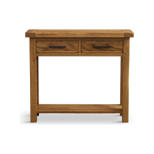 Brantham Rustic Solid Oak 2 Drawer Console Table Console Table Brantham Rustic