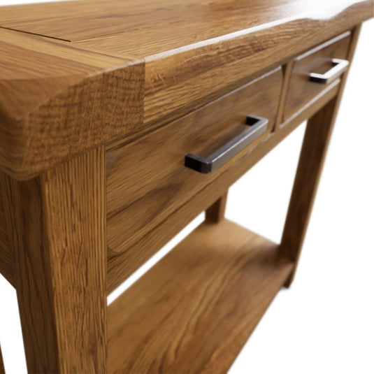 Brantham Rustic Solid Oak 2 Drawer Console Table Console Table Brantham Rustic