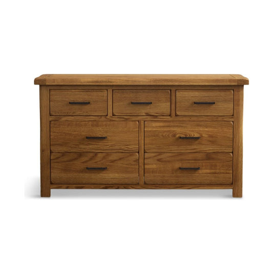 Brantham Rustic Solid Oak Wide Chest Of Drawers Bookcases Country Rustic