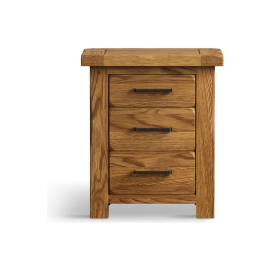 Brantham Rustic Solid Oak 3 Drawer Bedside Table Bedside Tables Country Rustic