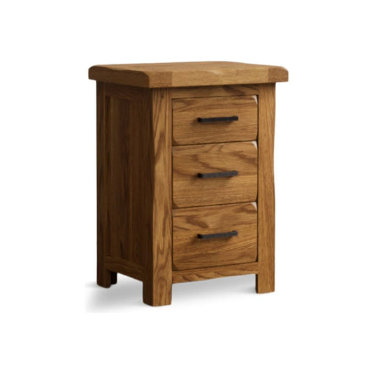 Brantham Rustic Solid Oak 3 Drawer Bedside Table Bedside Tables Country Rustic