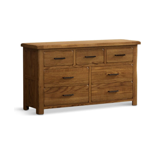 Brantham Rustic Solid Oak Wide Chest Of Drawers Bookcases Country Rustic