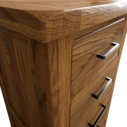Brantham Rustic Solid Oak 5 Drawer Tallboy Chest of Drawers Brantham Rustic
