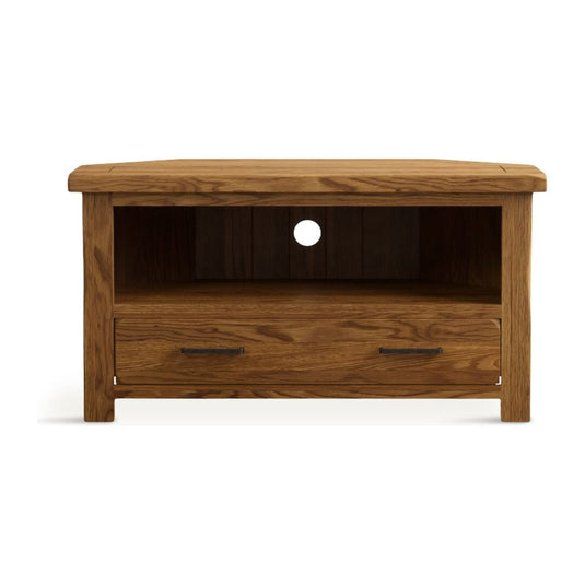 Brantham Rustic Solid Oak Corner TV Cabinet TV Units Country Rustic