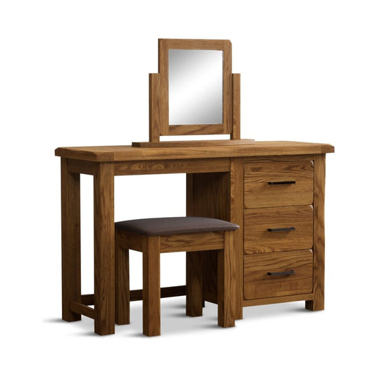 Brantham Rustic Solid Oak 3 Drawer Dressing Table Set Dressing Table Sets Country Rustic