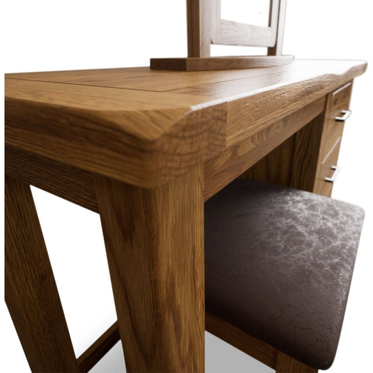 Brantham Rustic Solid Oak 3 Drawer Dressing Table Set Dressing Table Sets Country Rustic
