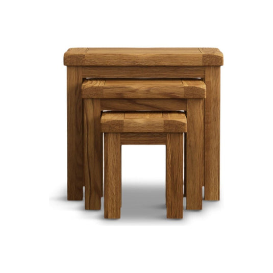 Brantham Rustic Solid Oak Nest Of Tables Nest of Tables Country Rustic