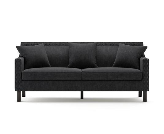 Highfield Black Linen 3 Seater Sofa