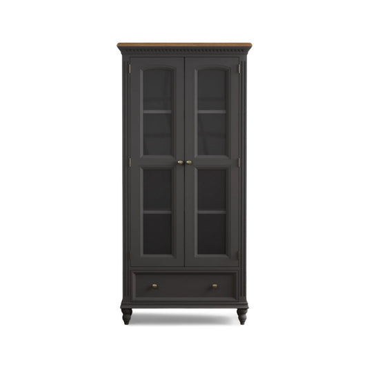 Philippe Oak and Charcoal Grey Painted Glazed Display Cabinet