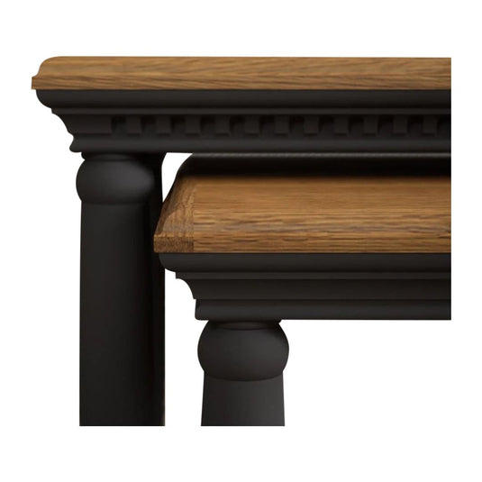 Philippe Oak and Charcoal Grey Painted Nest Of Tables