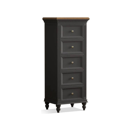 Philippe Oak and Charcoal Grey Painted 5 Drawer Tallboy