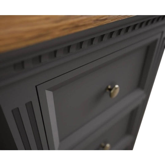 Philippe Oak and Charcoal Grey Painted 5 Drawer Tallboy