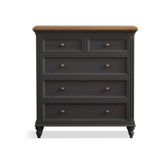 Philippe Oak and Charcoal Grey Painted 2 Over 3 Chest of Drawers