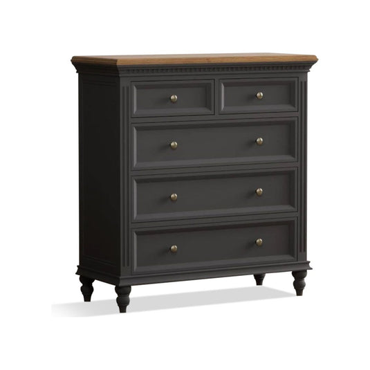 Philippe Oak and Charcoal Grey Painted 2 Over 3 Chest of Drawers