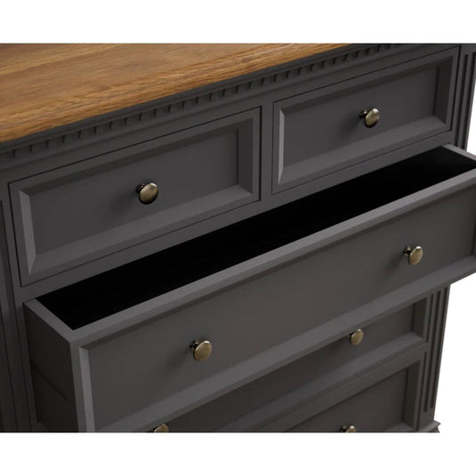 Philippe Oak and Charcoal Grey Painted 2 Over 3 Chest of Drawers