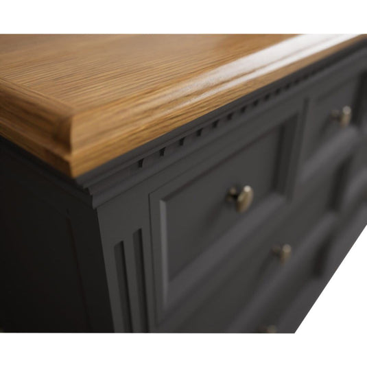 Philippe Oak and Charcoal Grey Painted Wide Chest Of Drawers