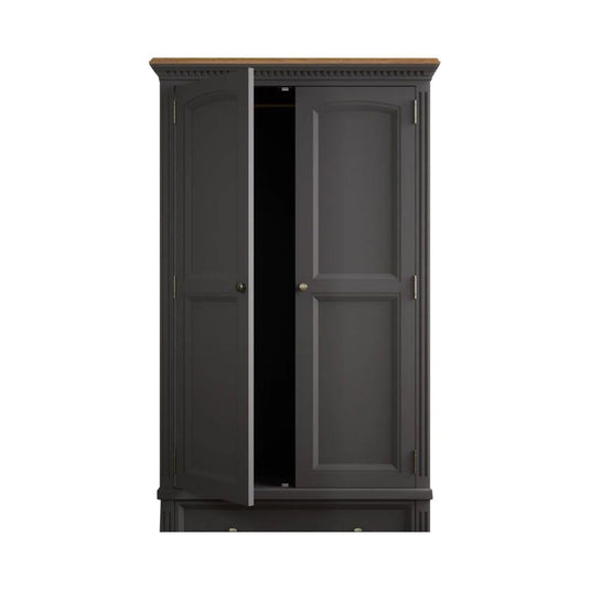 Philippe Oak and Charcoal Grey Painted Double Wardrobe