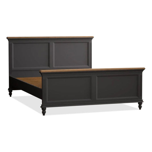 Philippe Oak and Charcoal Grey Painted Kingsize Bed