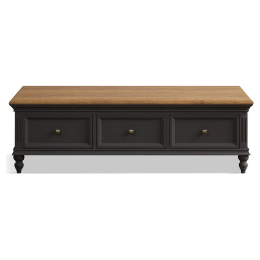 Philippe Oak and Charcoal Grey Painted 6 Drawer Extra Large Coffee Table