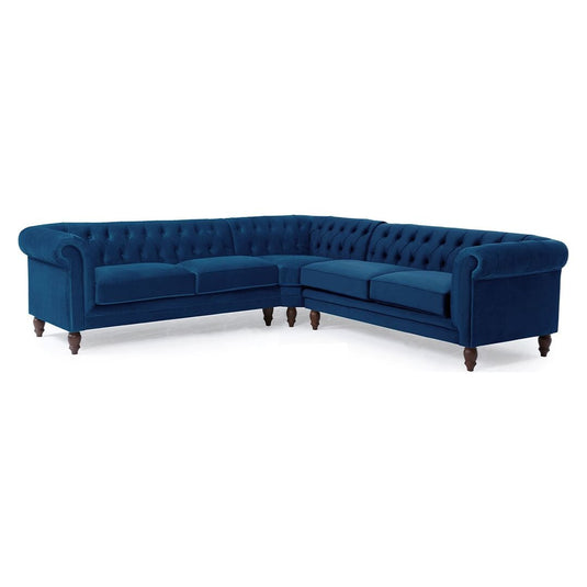 Cavendish Medium Blue Velvet Corner Sofa Sofa Cavendish