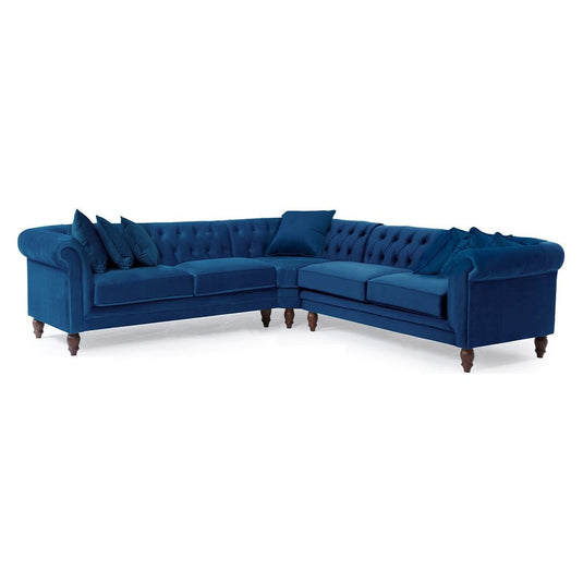 Cavendish Medium Blue Velvet Corner Sofa Sofa Cavendish