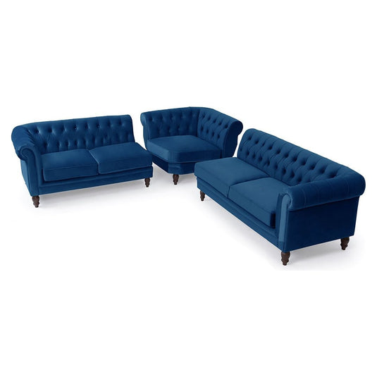 Cavendish Medium Blue Velvet Corner Sofa Sofa Cavendish