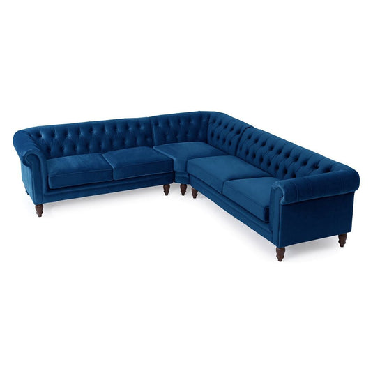 Cavendish Medium Blue Velvet Corner Sofa Sofa Cavendish