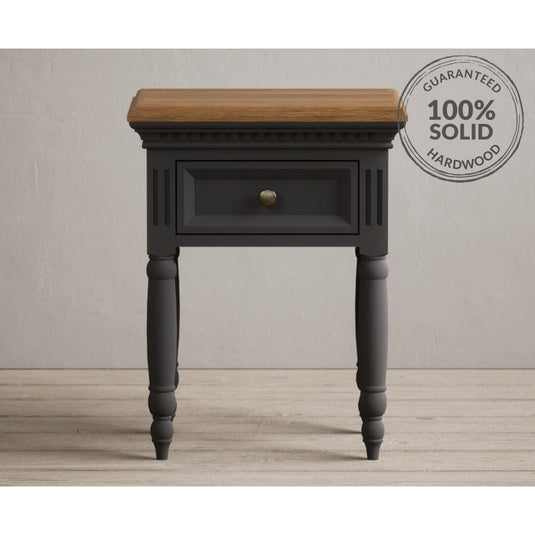 Francis Oak and Charcoal Grey Painted Bedside Table Storage Francis