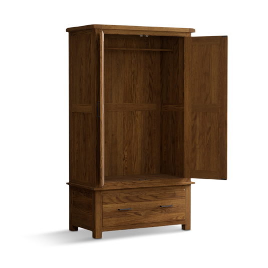 Harleston Rustic Solid Oak Double Wardrobe