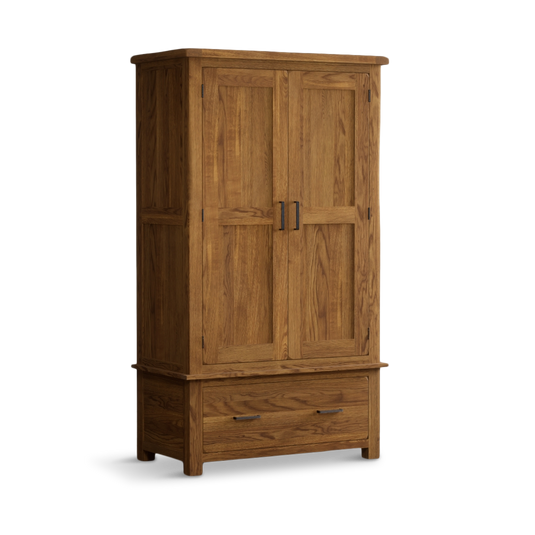Harleston Rustic Solid Oak Double Wardrobe