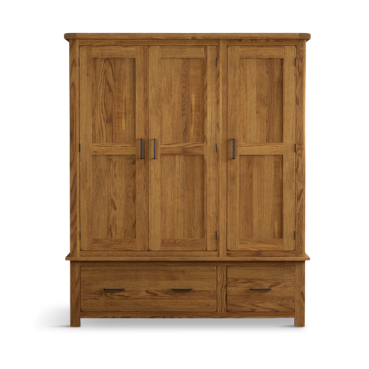 Harleston Rustic Solid Oak Triple Wardrobe