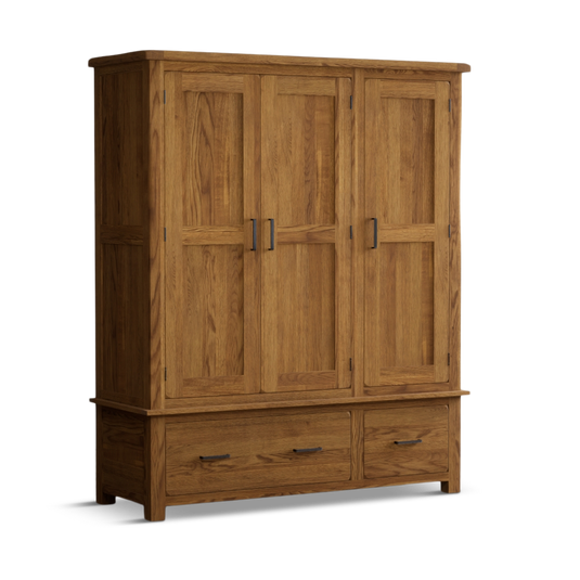 Harleston Rustic Solid Oak Triple Wardrobe