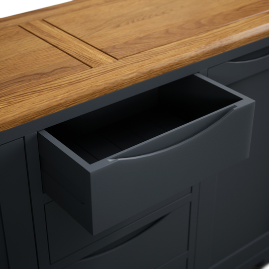 Blair Dark Blue Painted and Rustic Top Large Sideboard