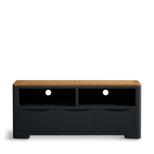 Blair Dark Blue Painted and Rustic Top Large TV Cabinet