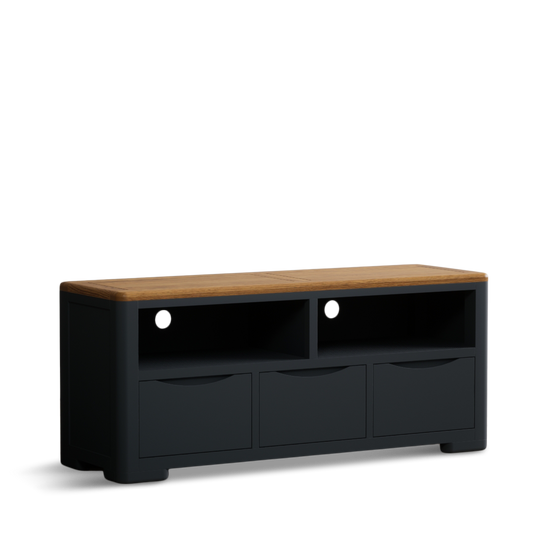Blair Dark Blue Painted and Rustic Top Large TV Cabinet