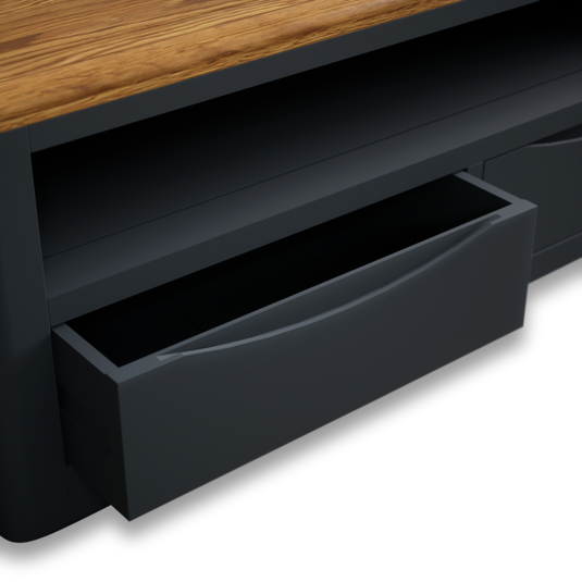 Blair Dark Blue Painted and Rustic Top 4 Drawer Coffee Table