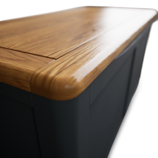 Blair Dark Blue Painted and Rustic Top Blanket Box