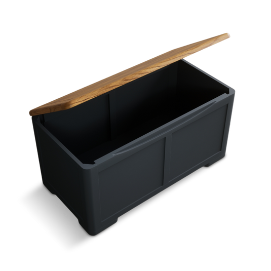 Blair Dark Blue Painted and Rustic Top Blanket Box