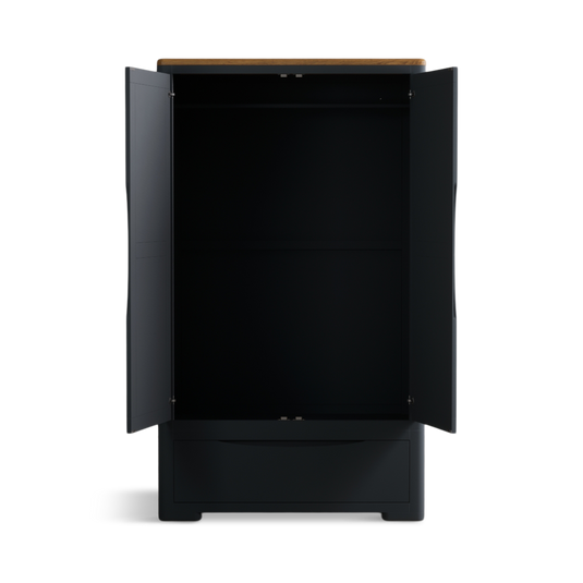 Blair Dark Blue Painted and Rustic Top Double Wardrobe