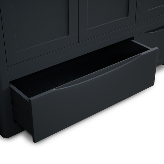 Blair Dark Blue Painted and Rustic Top Triple Wardrobe