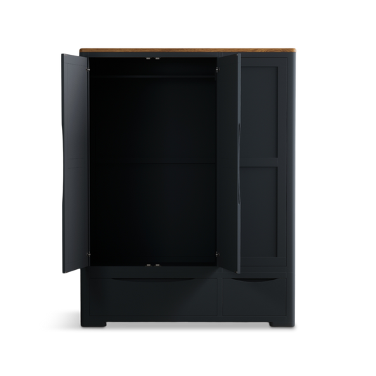 Blair Dark Blue Painted and Rustic Top Triple Wardrobe