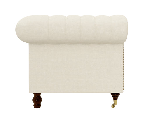 Kensington Chesterfield Ivory Linen 3 Seater Sofa