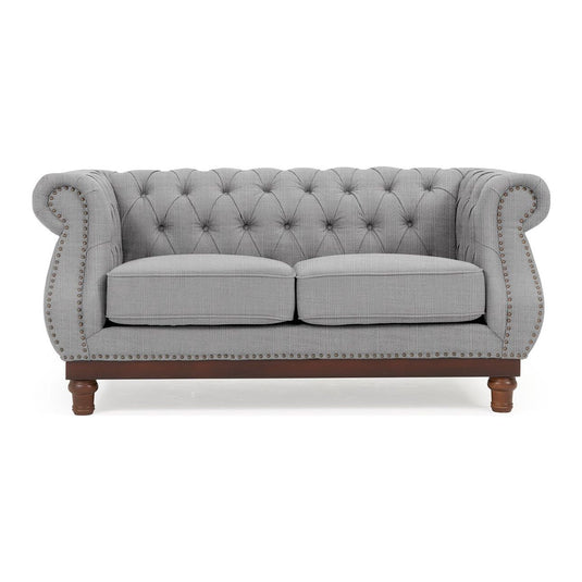 Harrow Chesterfield Grey Linen Fabric 2 Seater Sofa Sofa Harrow
