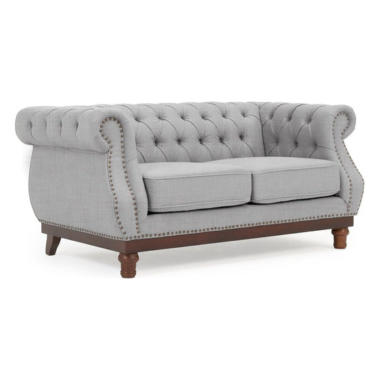Harrow Chesterfield Grey Linen Fabric 2 Seater Sofa Sofa Harrow