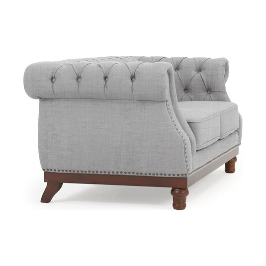 Harrow Chesterfield Grey Linen Fabric 2 Seater Sofa Sofa Harrow