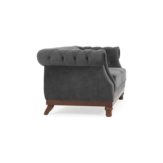 Eton Chesterfield Dark Grey Velvet 2 Seater Sofa Sofa Eton