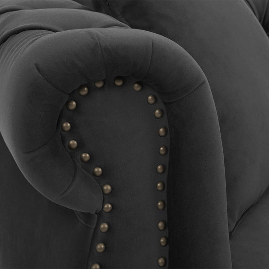 Eton Chesterfield Dark Grey Velvet 2 Seater Sofa Sofa Eton