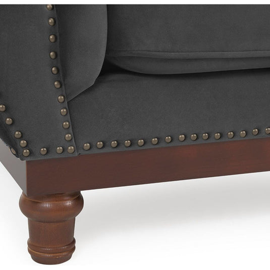 Eton Chesterfield Dark Grey Velvet 2 Seater Sofa Sofa Eton