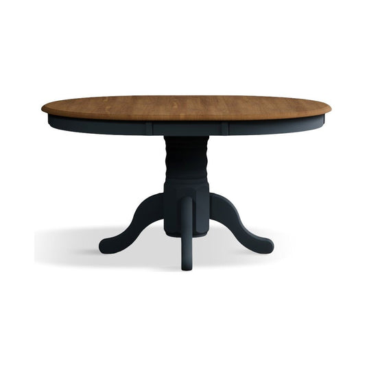 Extending Hertford Oak and Dark Blue Painted Pedestal Dining Table Dining Tables Hertford